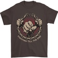 Fighting 'Till the End MMA Martial Arts Mens T-Shirt Cotton Gildan Dark Chocolate