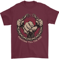 Fighting 'Till the End MMA Martial Arts Mens T-Shirt Cotton Gildan Maroon