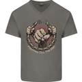 Fighting 'Till the End MMA Martial Arts Mens V-Neck Cotton T-Shirt Charcoal