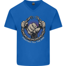 Fighting 'Till the End MMA Martial Arts Mens V-Neck Cotton T-Shirt Royal Blue
