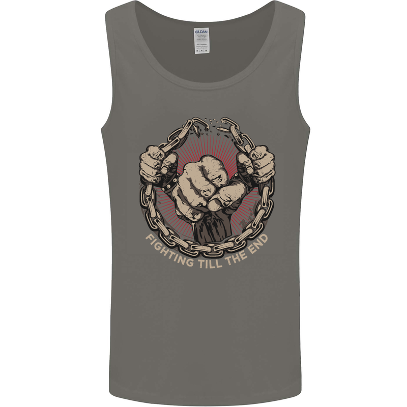 Fighting 'Till the End MMA Martial Arts Mens Vest Tank Top Charcoal