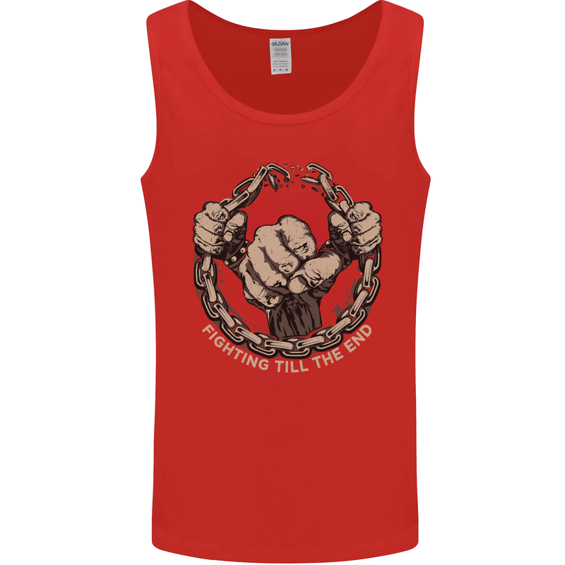Fighting 'Till the End MMA Martial Arts Mens Vest Tank Top Red
