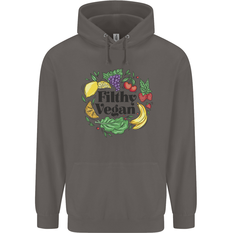 Filthy Vegan Mens 80% Cotton Hoodie Charcoal