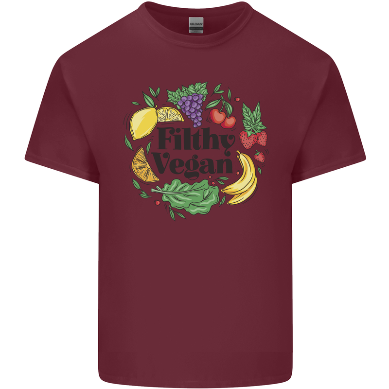 Filthy Vegan Mens Cotton T-Shirt Tee Top Maroon