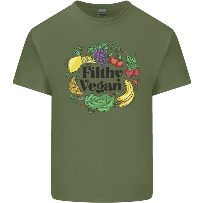 Filthy Vegan Mens Cotton T-Shirt Tee Top Military Green