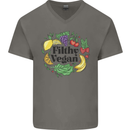 Filthy Vegan Mens V-Neck Cotton T-Shirt Charcoal