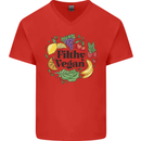 Filthy Vegan Mens V-Neck Cotton T-Shirt Red