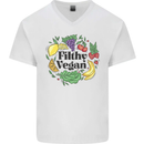 Filthy Vegan Mens V-Neck Cotton T-Shirt White