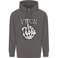 Finger Flip Fuck Skull Offensive Biker Mens 80% Cotton Hoodie Charcoal
