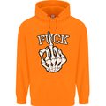 Finger Flip Fuck Skull Offensive Biker Mens 80% Cotton Hoodie Orange