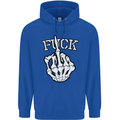 Finger Flip Fuck Skull Offensive Biker Mens 80% Cotton Hoodie Royal Blue
