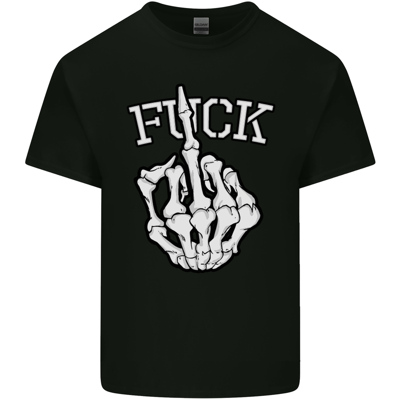 Finger Flip Fuck Skull Offensive Biker Mens Cotton T-Shirt Tee Top Black