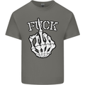 Finger Flip Fuck Skull Offensive Biker Mens Cotton T-Shirt Tee Top Charcoal