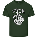 Finger Flip Fuck Skull Offensive Biker Mens Cotton T-Shirt Tee Top Forest Green