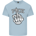 Finger Flip Fuck Skull Offensive Biker Mens Cotton T-Shirt Tee Top Light Blue