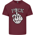 Finger Flip Fuck Skull Offensive Biker Mens Cotton T-Shirt Tee Top Maroon