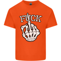 Finger Flip Fuck Skull Offensive Biker Mens Cotton T-Shirt Tee Top Orange
