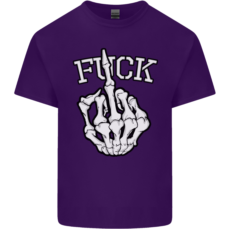 Finger Flip Fuck Skull Offensive Biker Mens Cotton T-Shirt Tee Top Purple