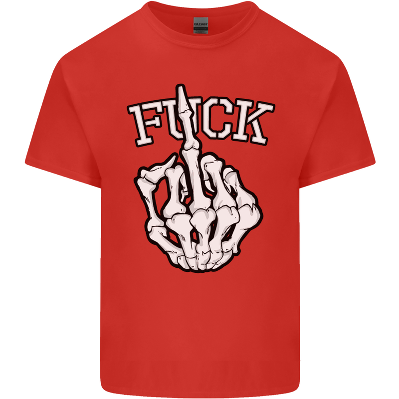 Finger Flip Fuck Skull Offensive Biker Mens Cotton T-Shirt Tee Top Red