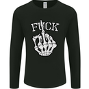 Finger Flip Fuck Skull Offensive Biker Mens Long Sleeve T-Shirt Black