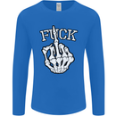 Finger Flip Fuck Skull Offensive Biker Mens Long Sleeve T-Shirt Royal Blue