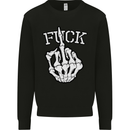Finger Flip Fuck Skull Offensive Biker Mens Sweatshirt Jumper Black