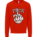 Finger Flip Fuck Skull Offensive Biker Mens Sweatshirt Jumper Bright Red