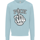 Finger Flip Fuck Skull Offensive Biker Mens Sweatshirt Jumper Light Blue