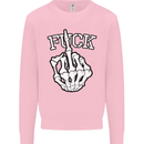 Finger Flip Fuck Skull Offensive Biker Mens Sweatshirt Jumper Light Pink