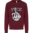 Finger Flip Fuck Skull Offensive Biker Mens Sweatshirt Jumper Maroon