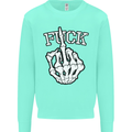 Finger Flip Fuck Skull Offensive Biker Mens Sweatshirt Jumper Peppermint