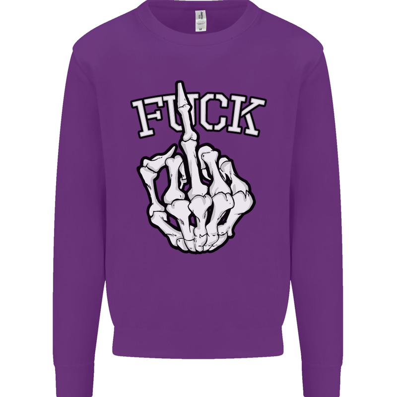 Finger Flip Fuck Skull Offensive Biker Mens Sweatshirt Jumper Purple