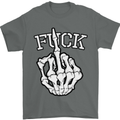 Finger Flip Fuck Skull Offensive Biker Mens T-Shirt Cotton Gildan Charcoal