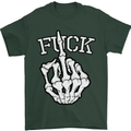Finger Flip Fuck Skull Offensive Biker Mens T-Shirt Cotton Gildan Forest Green