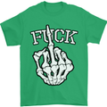 Finger Flip Fuck Skull Offensive Biker Mens T-Shirt Cotton Gildan Irish Green