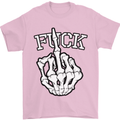 Finger Flip Fuck Skull Offensive Biker Mens T-Shirt Cotton Gildan Light Pink