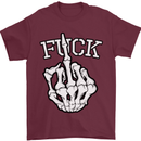Finger Flip Fuck Skull Offensive Biker Mens T-Shirt Cotton Gildan Maroon