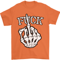 Finger Flip Fuck Skull Offensive Biker Mens T-Shirt Cotton Gildan Orange