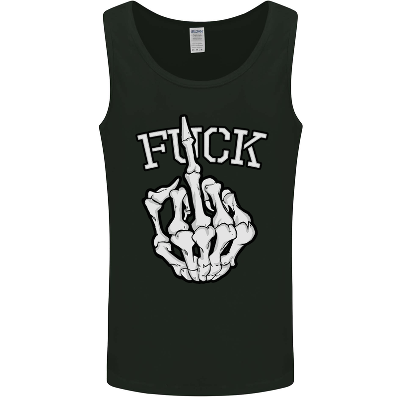Finger Flip Fuck Skull Offensive Biker Mens Vest Tank Top Black