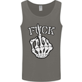 Finger Flip Fuck Skull Offensive Biker Mens Vest Tank Top Charcoal
