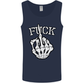 Finger Flip Fuck Skull Offensive Biker Mens Vest Tank Top Navy Blue
