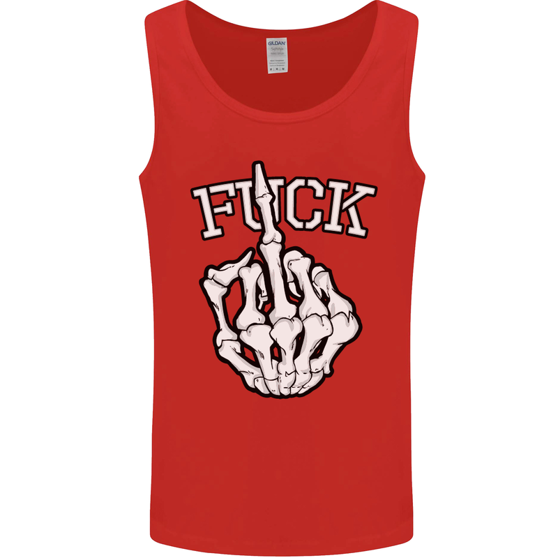 Finger Flip Fuck Skull Offensive Biker Mens Vest Tank Top Red