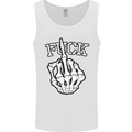 Finger Flip Fuck Skull Offensive Biker Mens Vest Tank Top White
