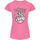 Finger Flip Fuck Skull Offensive Biker Womens Petite Cut T-Shirt Azalea