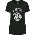 Finger Flip Fuck Skull Offensive Biker Womens Wider Cut T-Shirt Black