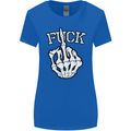 Finger Flip Fuck Skull Offensive Biker Womens Wider Cut T-Shirt Royal Blue