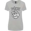 Finger Flip Fuck Skull Offensive Biker Womens Wider Cut T-Shirt Sports Grey
