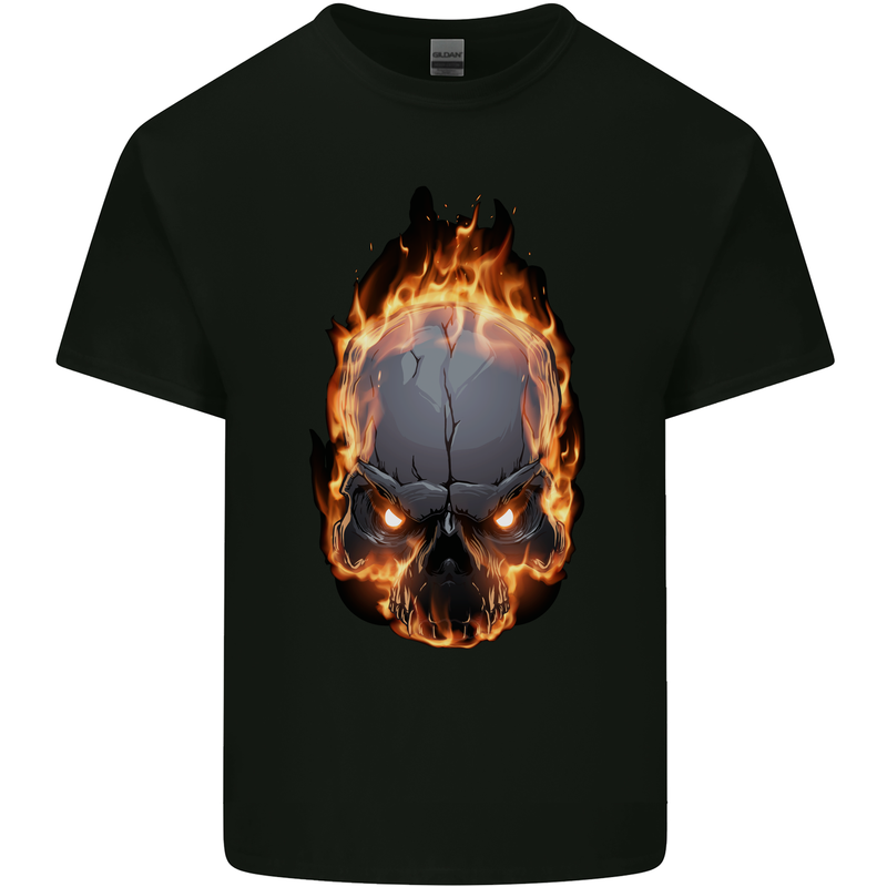Fire Skull Kids T-Shirt Childrens Black