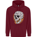 Fire Skull Made of Cats Childrens Kids Hoodie Maroon