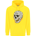 Fire Skull Made of Cats Childrens Kids Hoodie Yellow